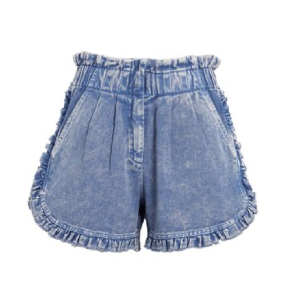 Sea New York Idun Blue Denim Ruffle Shorts Size 0